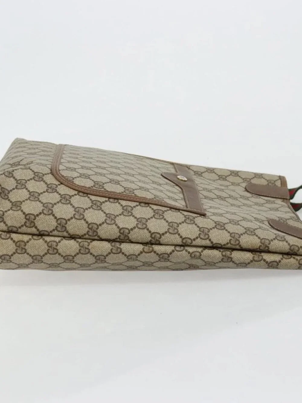 GUCCI GG Supreme Web Sherry Line Bag PVC Beige Red Green 39 02 003 Auth